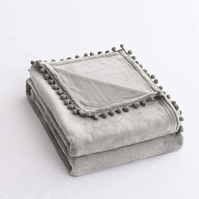 Coco Soft Blanket with Pom Pom - Beige (7496161329316)